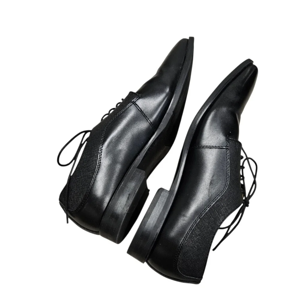 Alfani Jackson Dress Shoes‎ Mens 10.5M Black Textured Mixed Media Oxfords